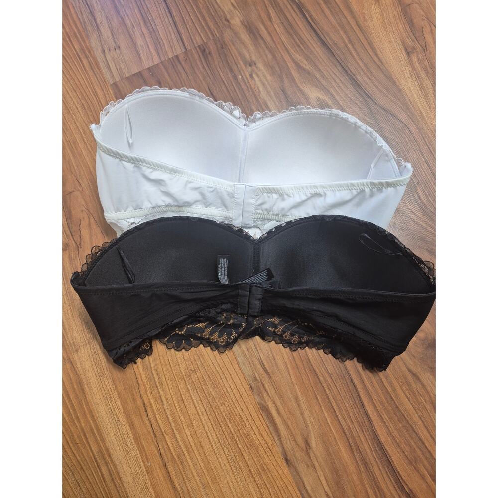 Lot of 2 Primark Strapless Bras Black White Lace Wireless Size XL 18/20 8296 - Picture 4 of 10